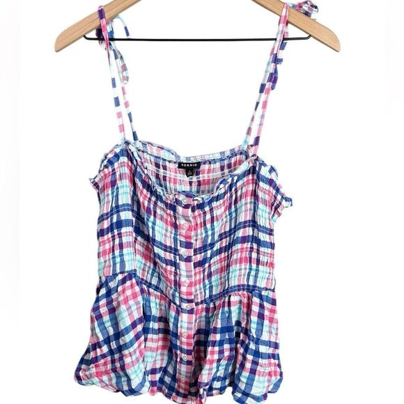 Torrid Pink & Blue Gingham Tank Top - Picture 2 of 8